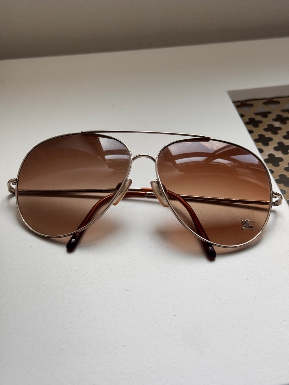 Vintage Burberry Brown Gradient Aviator Sunglasses